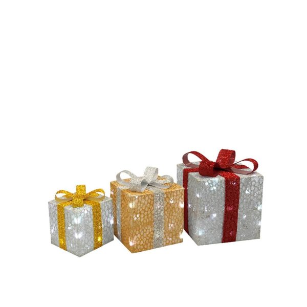3D Morphing Gift Boxes Woven Glitter, Set of 3