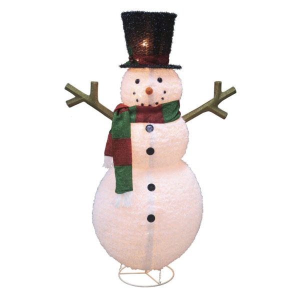 Lighted Fluffy Fabric Lantern Snowman