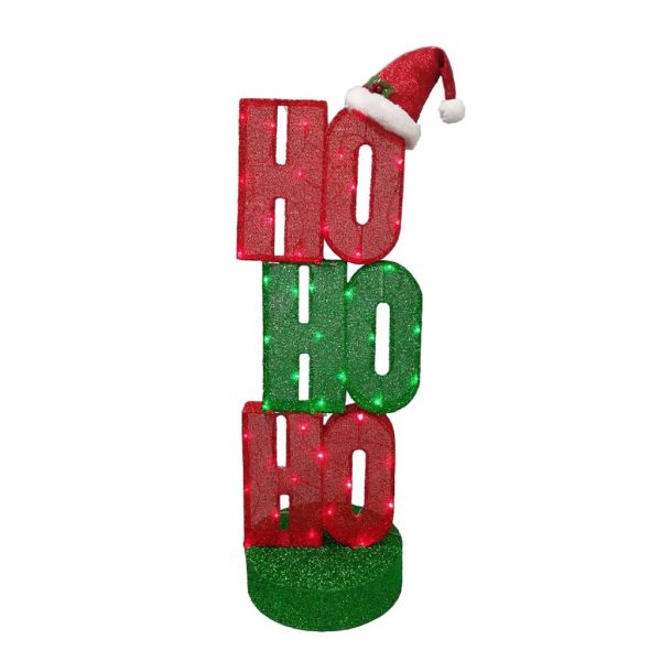 Lighted Sparkly Fabric "HOHOHO" with Santa Hat
