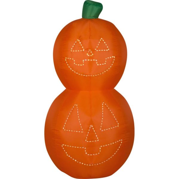Jack-O-Lantern Pumpkin Stack with White Micro Lights