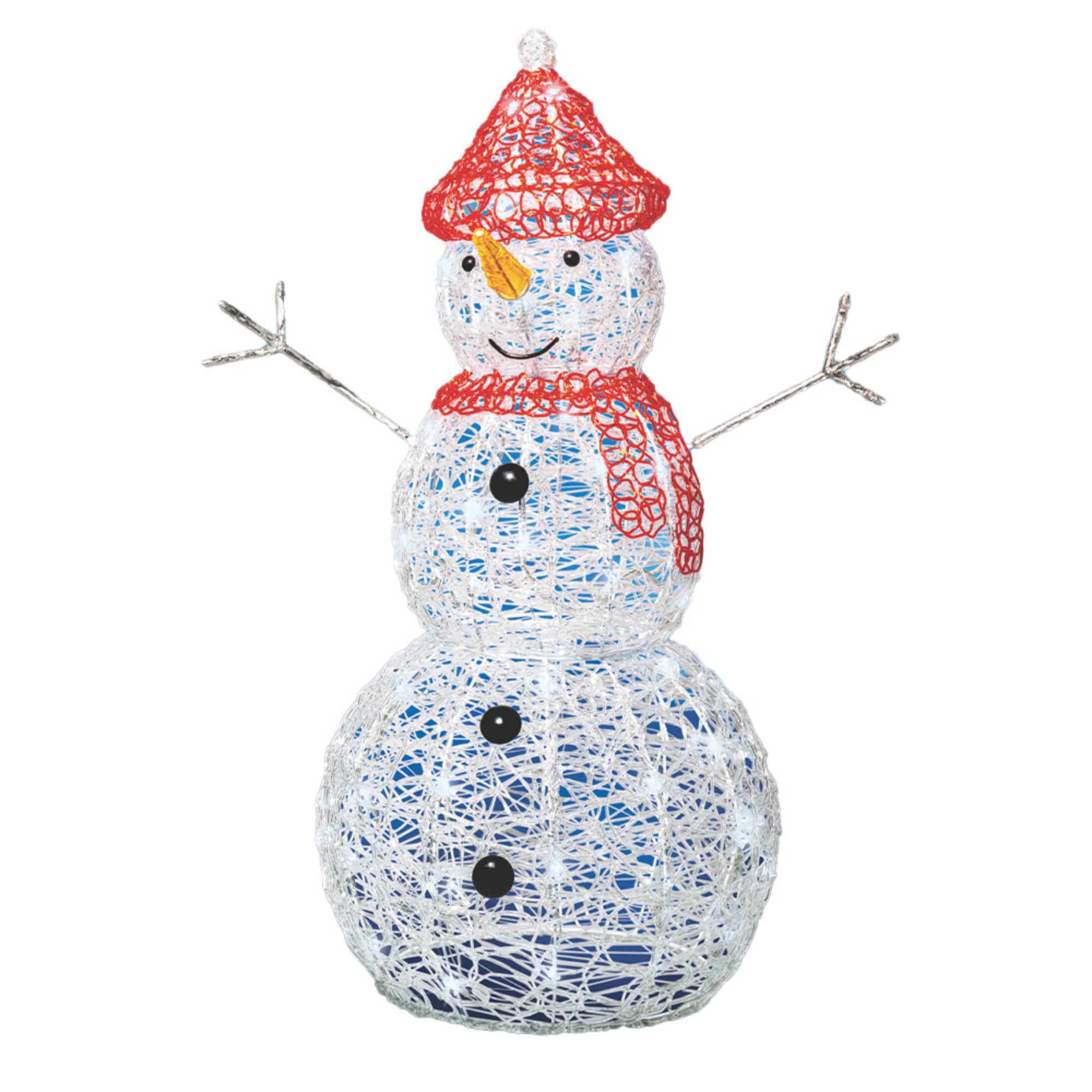 Acrylic Snowman 80 LED Twinkle Effect Lights