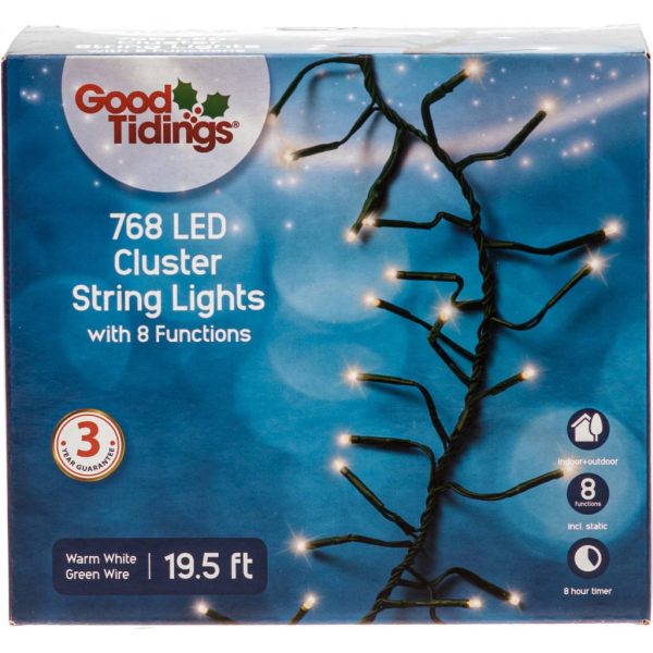 LED Cluster Twinkle 8-Function String Lights