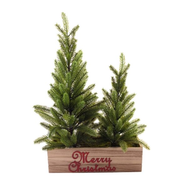 "Merry Christmas" 2- Pine Tree Wooden Box Decoration