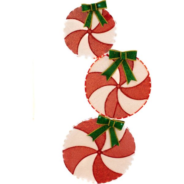 Lighted Peppermint Candy Nested Lawn Decoration