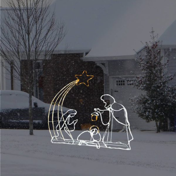 Lighted Holy Family Scene